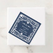 Papel Picado Boda Mexican Rustic Blue Wedding Bedankjes Labels (In situ)