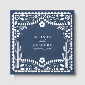Papel Picado Boda Mexican Rustic Blue Wedding Gastenboek (Voorkant)