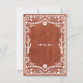 Papel Picado Boda Mexican Terracotta Brown Wedding RSVP Kaartje (Achterkant)