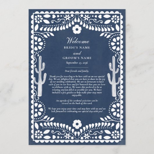 Papel Picado Boda Mexican Wedding Itinerary Programma (Voorkant)