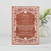 Papel Picado Boda Mexican Wedding Itinerary Programma (Staand voorkant)