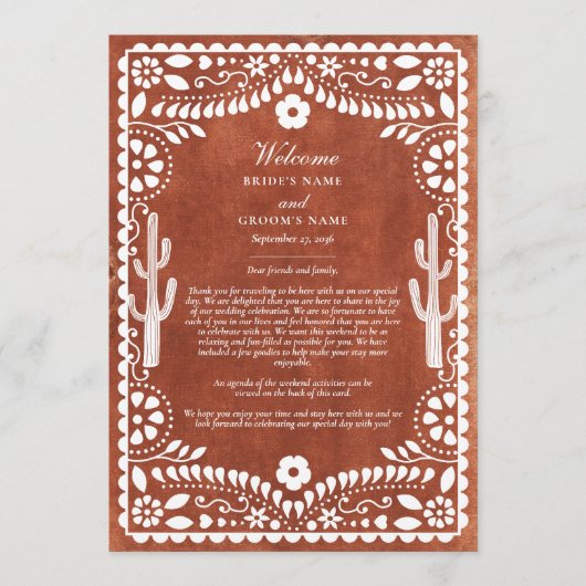 Papel Picado Boda Mexican Wedding Itinerary Programma (Voorkant)