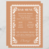 Papel Picado Bruiloft Bar Menu Modern Mexicaans th (Voorkant / Achterkant)