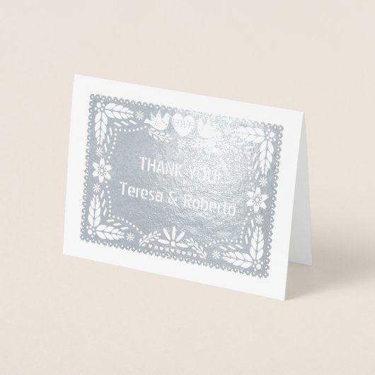 Papel picado bruiloft Dank u foto zilver Folie Kaarten (Voorkant)