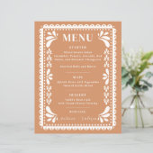 Papel Picado Bruiloft Menu Modern Mexicaans thema (Staand voorkant)