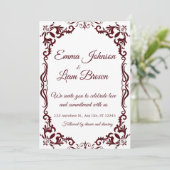 Papel Picado Burgundy Mexican Wedding Invitation Kaart (Staand voorkant)