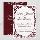 Papel Picado Burgundy Mexican Wedding Invitation Kaart (Voorkant / Achterkant)