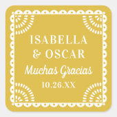Papel Picado Chaud Jaune Mariage Favor Sticker (Devant)