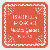 Papel Picado Chaud Rouge Mariage Faveur Sticker (Devant)
