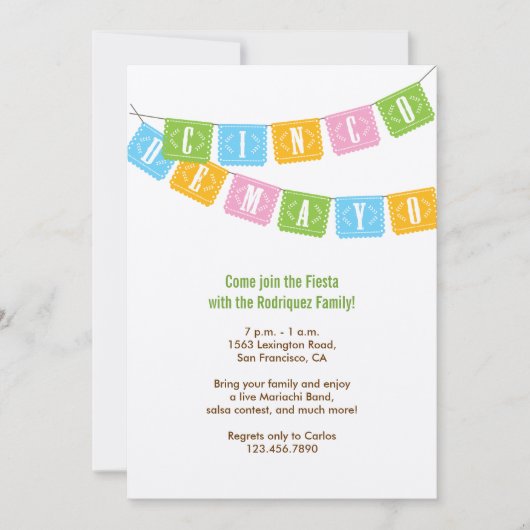 Papel Picado Cinco de Mayo Invitation (Devant)