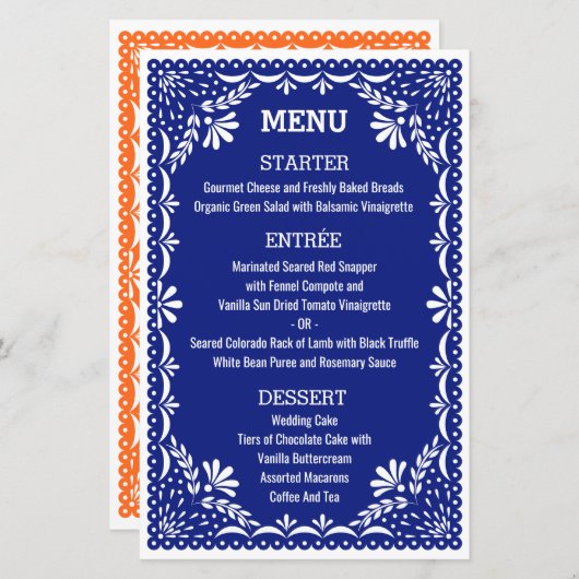 Papel Picado Colorful Mexican Wedding Menu (Voorkant / Achterkant)