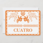 Papel Picado Cuatro Quatre Numéro de table Gold Fi (Dos)