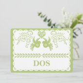 Papel Picado Dos Twee Tafelnummer Goud Feest (Staand voorkant)