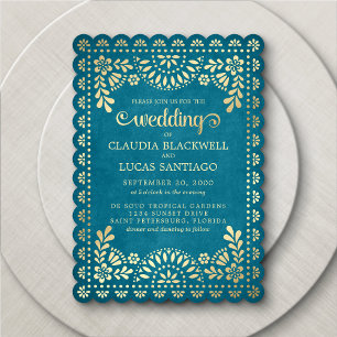 Papel Picado Faire-part de mariage Turquoise