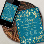 Papel Picado Faire-part de mariage Turquoise