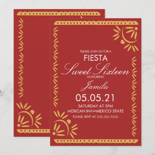 Papel Picado Feest Sweet 16 Mexicaanse Schelp Blau Kaart