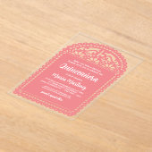 Papel Picado geïnspireerd roze Quinceanera Birthda Acryl Uitnodigingen (Laagn)