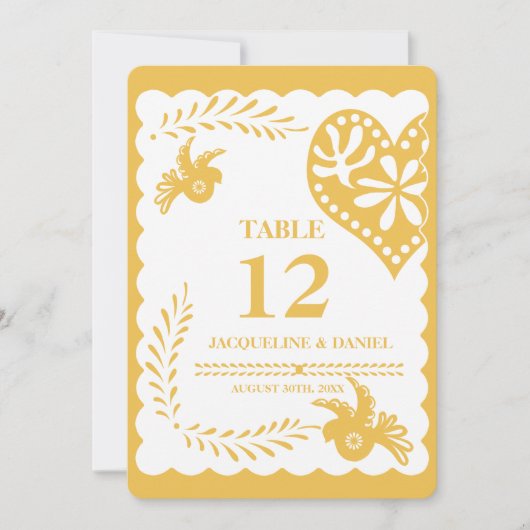 Papel Picado Gold Harvest Fiesta Numéro de table (Devant)