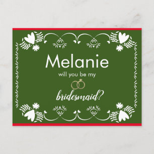 Papel Picado Green Bridesmaid Feestdagenkaart