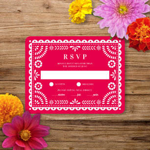 Papel Picado Hot Pink   RSVP-kaart voor weduwenant RSVP Kaartje