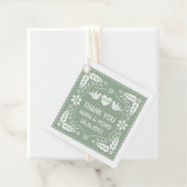 Papel picado houdt van vogels die een groene bruil bedankjes labels (In situ)