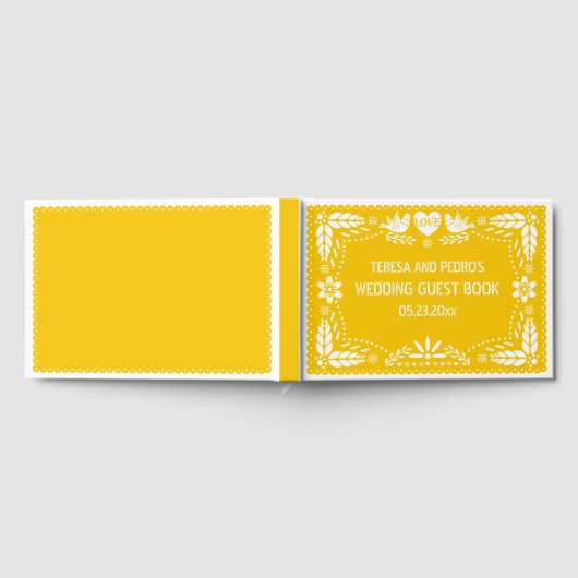 Papel picado inséparables jaune mariage livre d'hô (Complet)