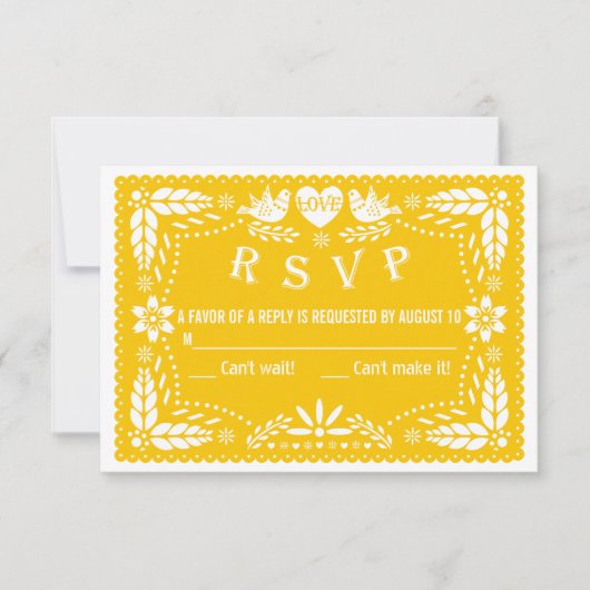 Papel picado inséparables mariage jaune réponse RS (Devant)
