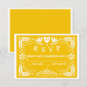 Papel picado inséparables mariage jaune réponse RS (Devant / Derrière)