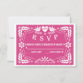 Papel picado inséparables mariage rose chaud RSVP (Devant)