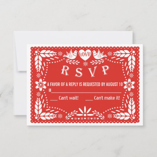 Papel picado inséparables mariage rouge réponse RS (Devant)