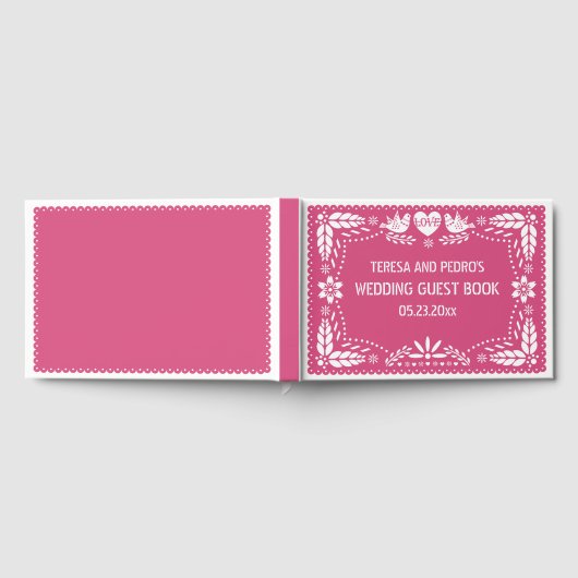 Papel picado inséparables rose mariage livre d'or (Complet)