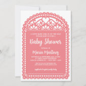 Papel Picado Inspiré Baby shower rose Invitation (Devant)