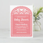 Papel Picado Inspiré Baby shower rose Invitation (Debout devant)