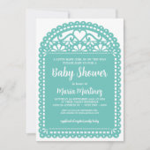 Papel Picado Inspirée Baby shower Vert Invitation (Devant)