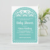 Papel Picado Inspirée Baby shower Vert Invitation (Debout devant)