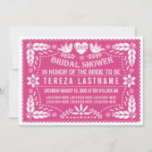 Papel picado liefdesvogels roze bruiloft trouwfees kaart (Voorkant)
