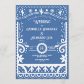 Papel Picado Light Blue & White Wedding Invitation (Devant)