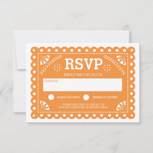 Papel Picado Mariage RSVP Orange (Devant)