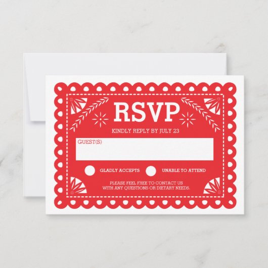 Papel Picado Mariage RSVP Rouge (Devant)