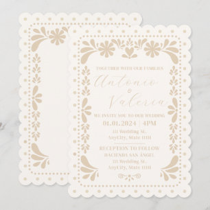 Papel Picado Mexicaanse neutrale bruiloft uitnodig Kaart