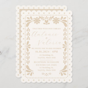 Papel Picado Mexicaanse neutrale bruiloft uitnodig Kaart