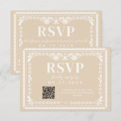 Papel Picado Mexicaanse Neutrale RSVP-reactiekaart RSVP Kaartje (Voorkant / Achterkant)