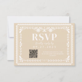 Papel Picado Mexicaanse Neutrale RSVP-reactiekaart RSVP Kaartje