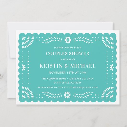 Papel Picado Mexicaine Couples Douche Invitation (Devant)