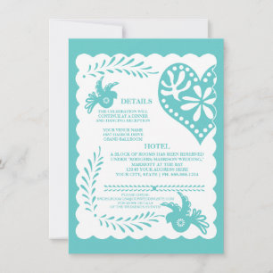 Papel Picado Mexican Fiesta Wedding Details Card Kaart