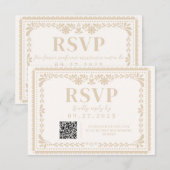 Papel Picado Mexican Neutral RSVP Response Kaart (Voorkant / Achterkant)