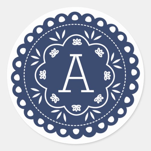 Papel Picado Monogram Stickers - Navy (Voorkant)