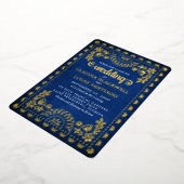 Papel Picado Navy Wedding Folie Uitnodiging (Gedraaid)