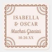 Papel Picado Neutrale Kleuren Huwelijksgunst Stick Vierkante Sticker (Voorkant)