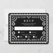 Papel Picado noir | Carte RSVP de réponse Mariage (Devant)